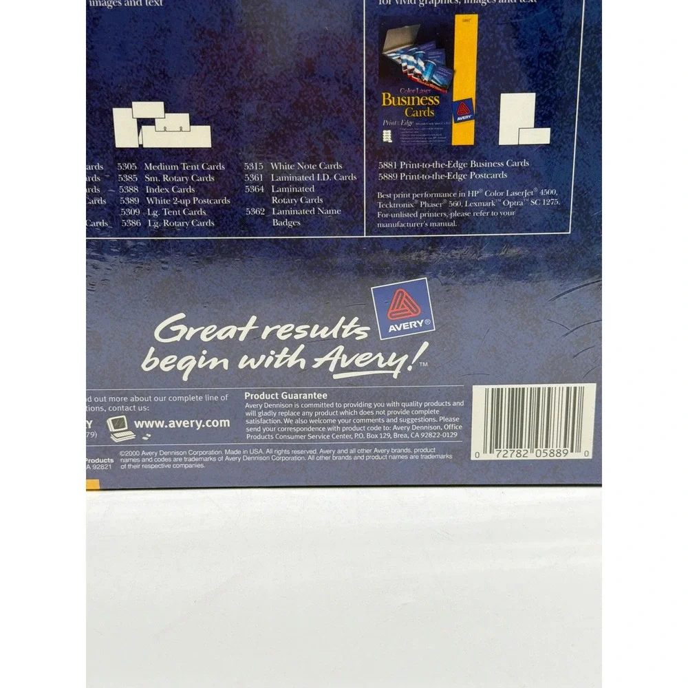 Avery‎ 5889 Color Laser Postcards 4x6 Print to the Edge 80 Cards New Sealed 2000
